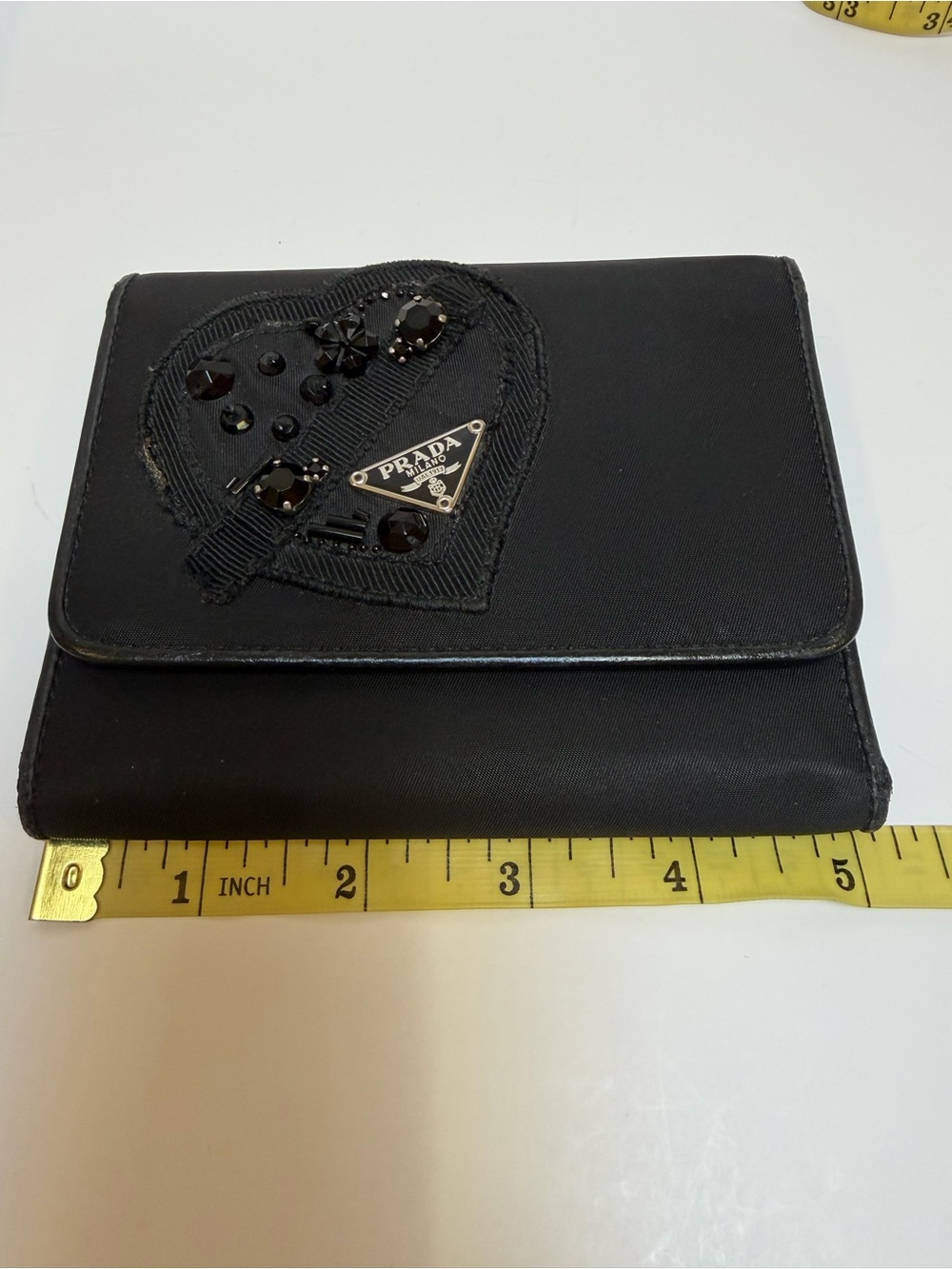Prada Evening Heart Black Wallet EUC - Picture 15 of 16